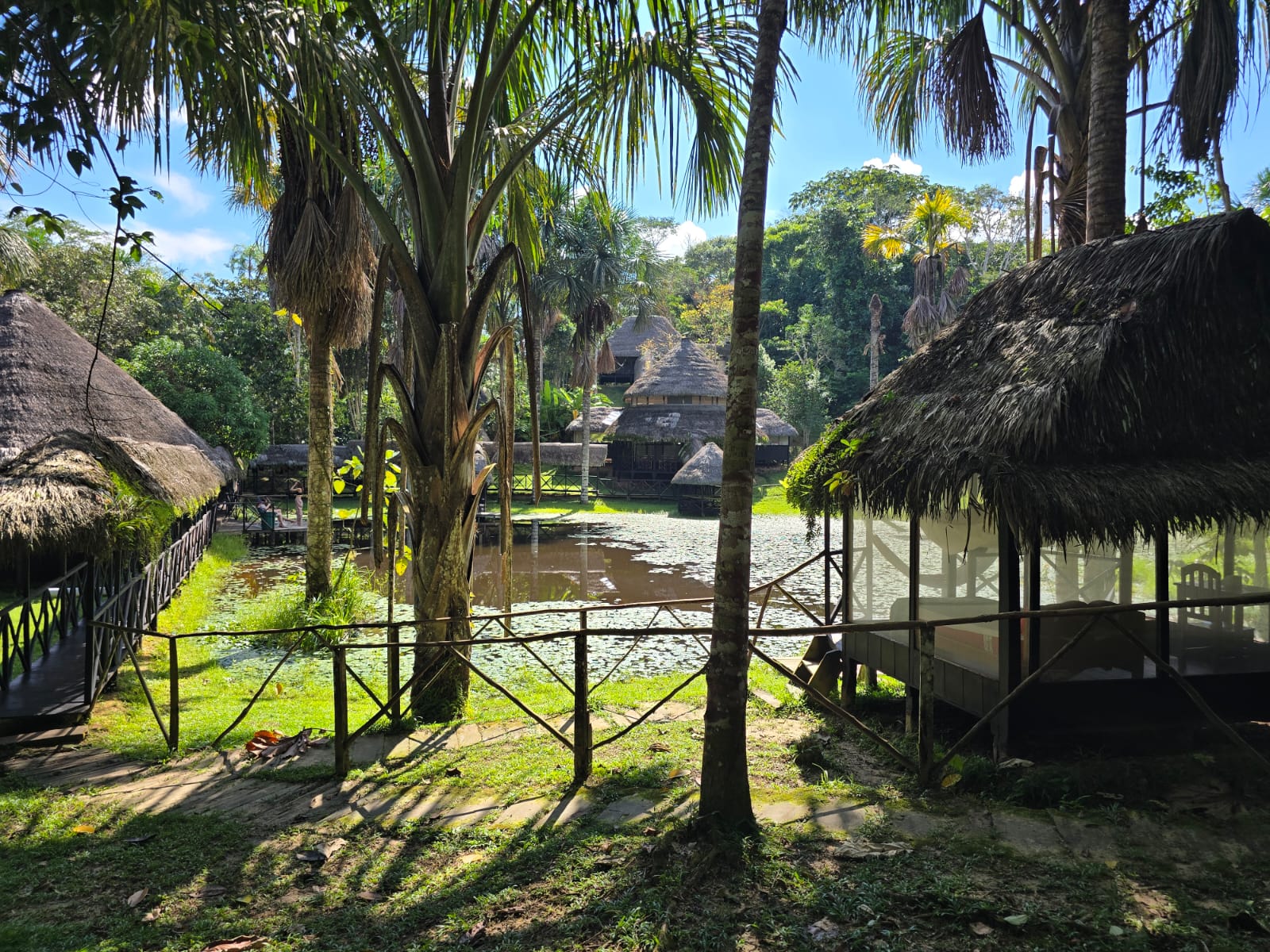 View across the Dreamglade lake and tambos